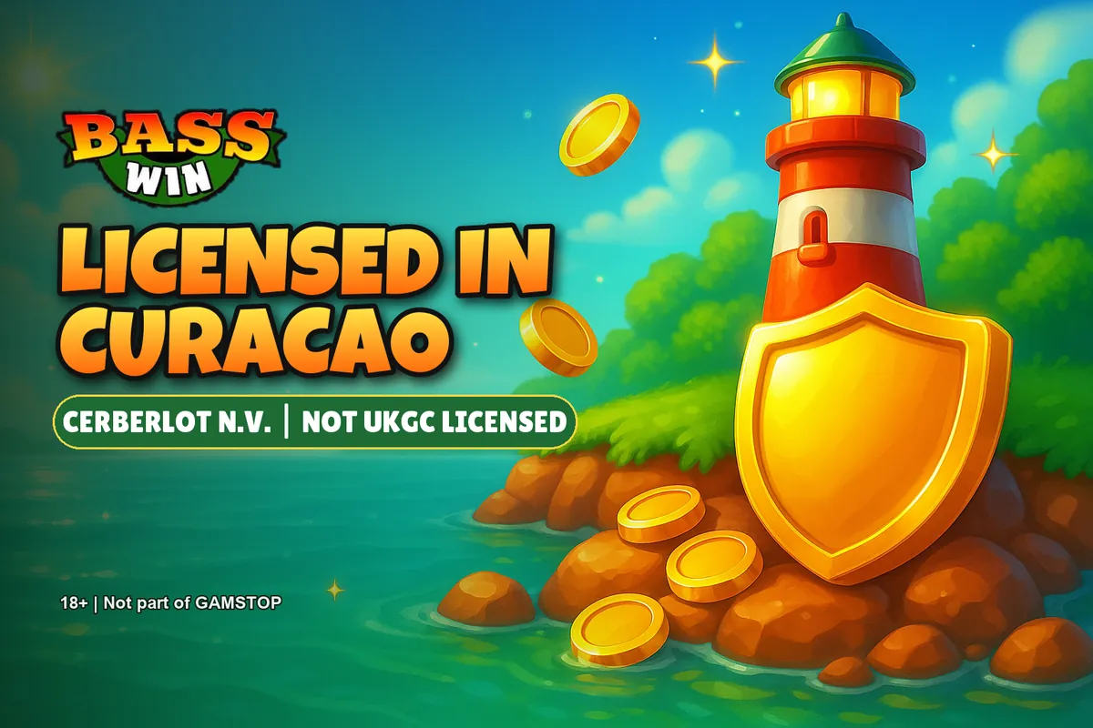 Basswin licence banner: Curacao Gaming Control Board, not UKGC
