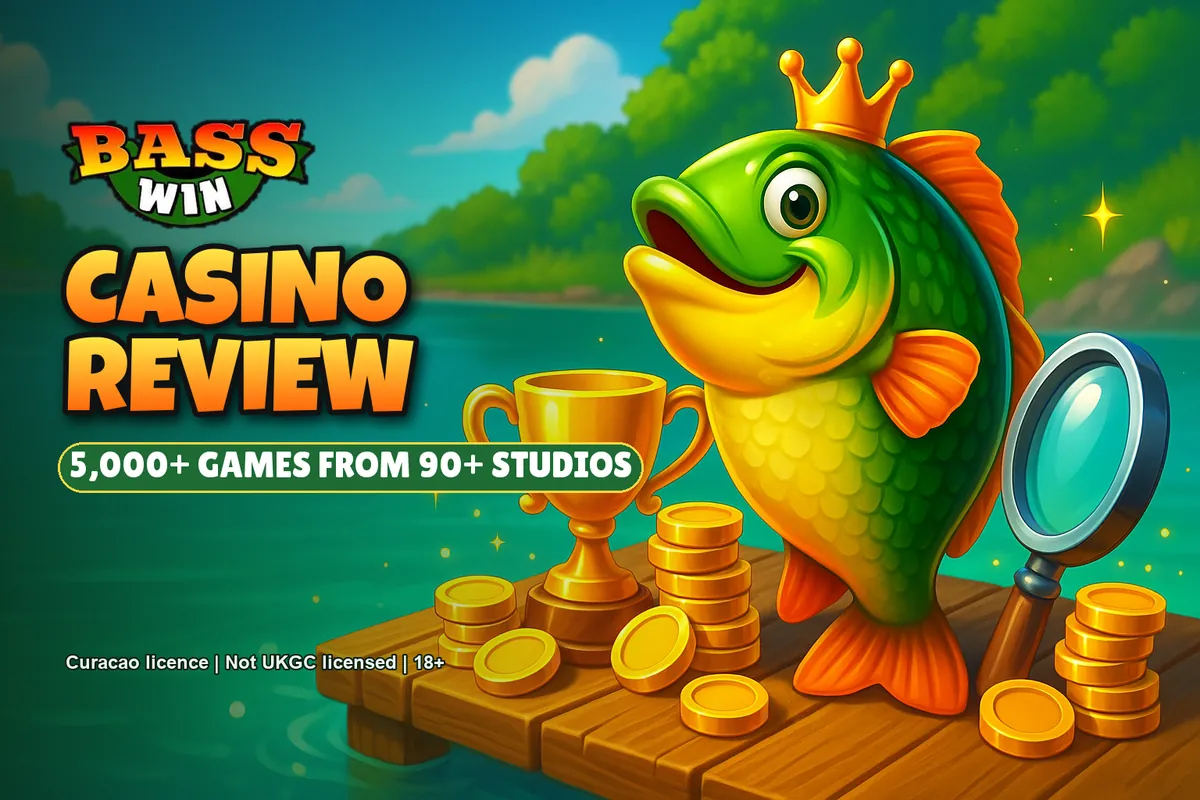 Basswin casino review banner: 5,000+ games from 90+ studios
